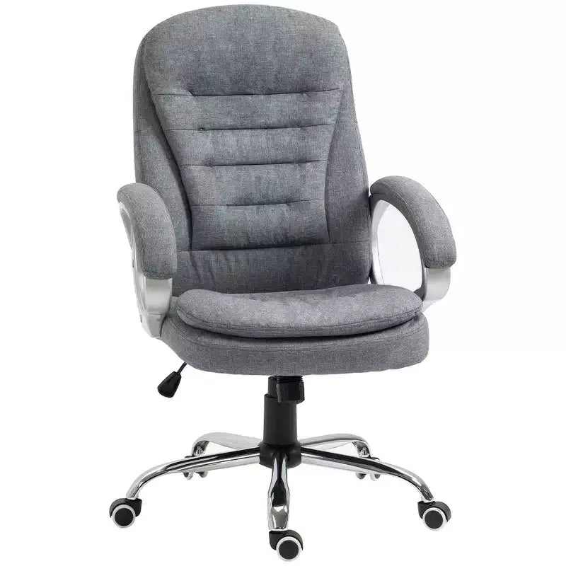 Sedia da ufficio ergonomica Okak con altezza regolabile, sedia da computer con braccioli imbottiti, sedia imbottita a gambe incrociate per studio, sala lettura, grigio
