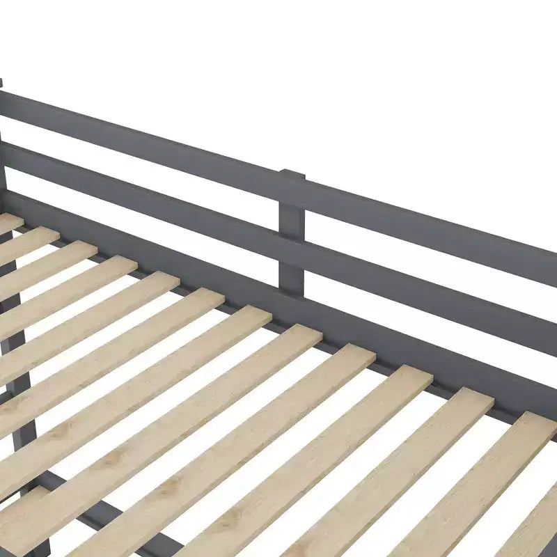 Letto a castello singolo su singolo con letto estraibile e scale con vani portaoggetti, letto a castello in legno con sponde di sicurezza a tutta lunghezza