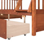 Letto a Castello con Cassetti, Struttura in Legno di Pino Massiccio e Scaletta con Sponde di Sicurezza, per Bambini e Ragazzi