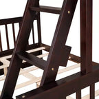 Letto a Castello con Cassetti, Struttura in Legno di Pino Massiccio e Scaletta con Sponde di Sicurezza, per Bambini e Ragazzi