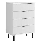 Comò a 5 cassetti, comò a 5 cassetti con gambe in metallo, cassettiera alta, armadietto in legno per soggiorno, corridoio