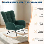 Dondolo a bilanciere per cameretta, capacità 136 kg, rivestito in Teddy con gambe in legno per soggiorno, camera da letto, cameretta, include tasche laterali