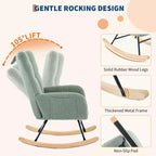 Dondolo a bilanciere per cameretta, capacità 136 kg, rivestito in Teddy con gambe in legno per soggiorno, camera da letto, cameretta, include tasche laterali