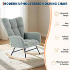 Dondolo a bilanciere per cameretta, capacità 136 kg, rivestito in Teddy con gambe in legno per soggiorno, camera da letto, cameretta, include tasche laterali