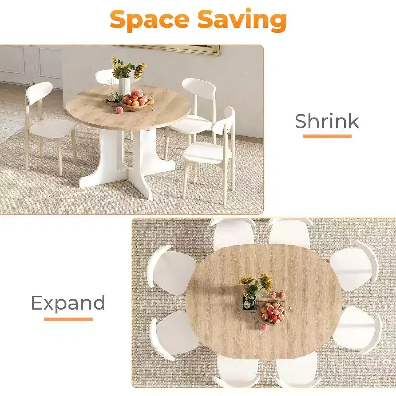 Tavolo da pranzo allungabile Zevemomo43-59, per 4-6 persone, con prolunga rimovibile, base a cavalletto a X e binario in metallo per sala da pranzo, soggiorno - Rovere