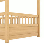 Letto a pavimento Montessori singolo Bellemave con recinzione alta, letto a casetta per bambini e bambine, letto Montessori senza doghe, naturale