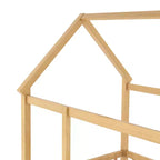 Letto a pavimento Montessori singolo Bellemave con recinzione alta, letto a casetta per bambini e bambine, letto Montessori senza doghe, naturale