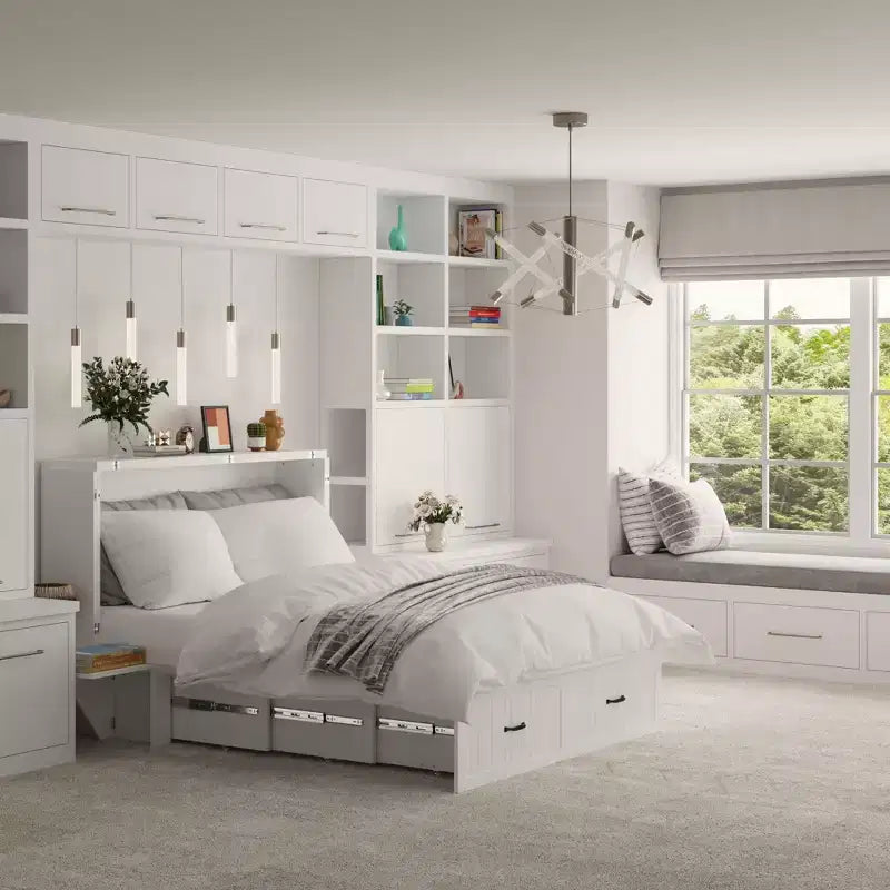 Letto a scomparsa full-size salvaspazio Famapy: Design pieghevole, contenitore integrato Ideale per le camere da letto