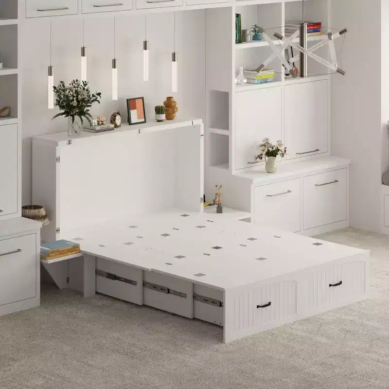 Letto a scomparsa full-size salvaspazio Famapy: Design pieghevole, contenitore integrato Ideale per le camere da letto