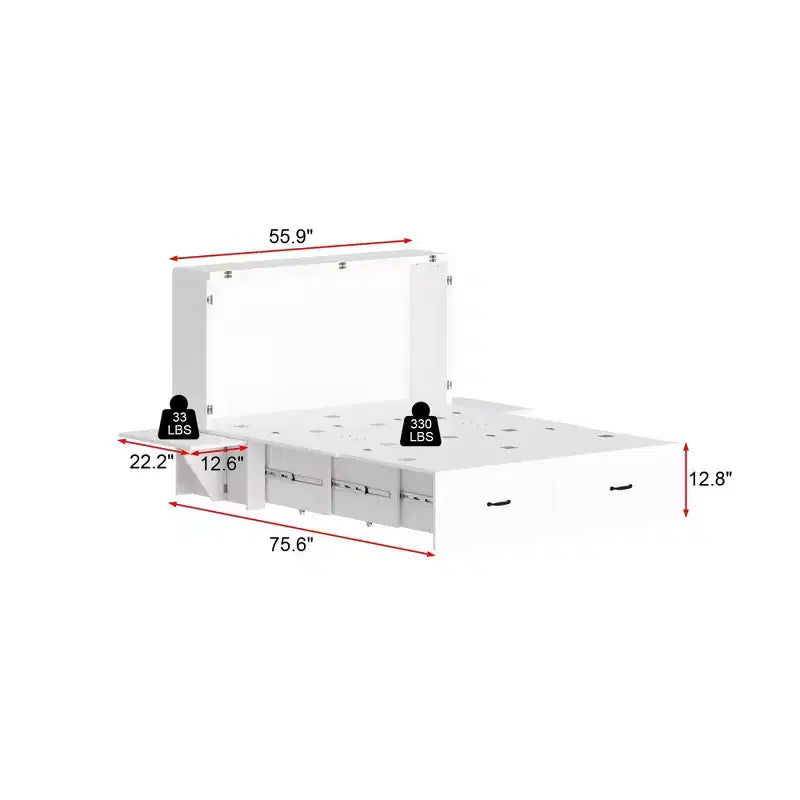 Letto a scomparsa full-size salvaspazio Famapy: Design pieghevole, contenitore integrato Ideale per le camere da letto