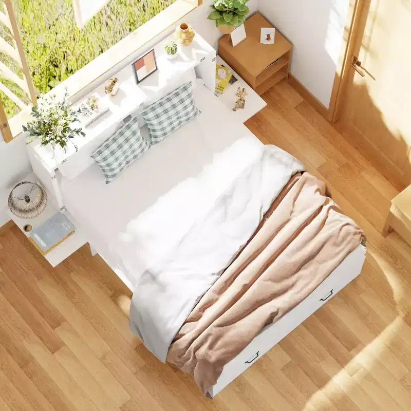 Letto a scomparsa full-size salvaspazio Famapy: Design pieghevole, contenitore integrato Ideale per le camere da letto