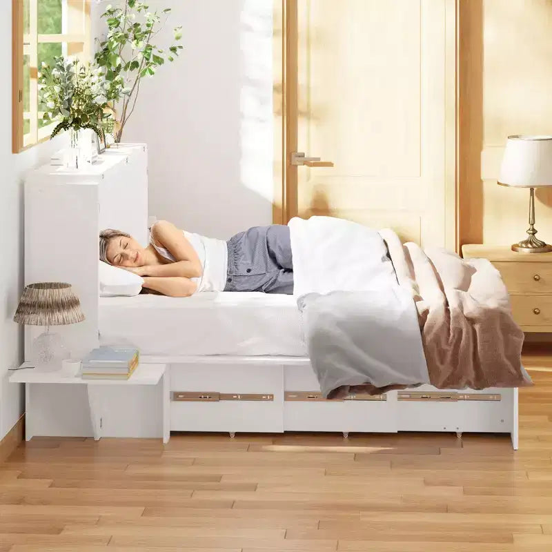 Letto a scomparsa full-size salvaspazio Famapy: Design pieghevole, contenitore integrato Ideale per le camere da letto