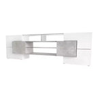 Mobile TV Whisen 88 lucido con 2 ripiani in vetro illuminati, mobile multimediale dalla forma unica con luci LED che cambiano colore - Grigio