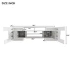 Mobile TV Whisen 88 lucido con 2 ripiani in vetro illuminati, mobile multimediale dalla forma unica con luci LED che cambiano colore - Grigio