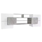 Mobile TV Whisen 88 lucido con 2 ripiani in vetro illuminati, mobile multimediale dalla forma unica con luci LED che cambiano colore - Grigio