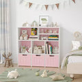 Kids Bookshelf Bookcase with 3 Movable Drawers & 6 Cubes for Toy Storage Organizer White