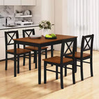 Set da pranzo Costway 5 pezzi per 4 persone con gambe in legno di caucciù, schienale a croce