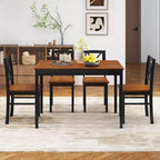 Set da pranzo Costway 5 pezzi per 4 persone con gambe in legno di caucciù, schienale a croce