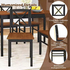 Set da pranzo Costway 5 pezzi per 4 persone con gambe in legno di caucciù, schienale a croce