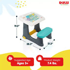Dolu Scrivania per bambini, Tavolo attività per bambini, sedia e poggiapiedi, Multicolore