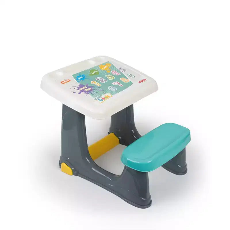 Dolu Scrivania per bambini, Tavolo attività per bambini, sedia e poggiapiedi, Multicolore
