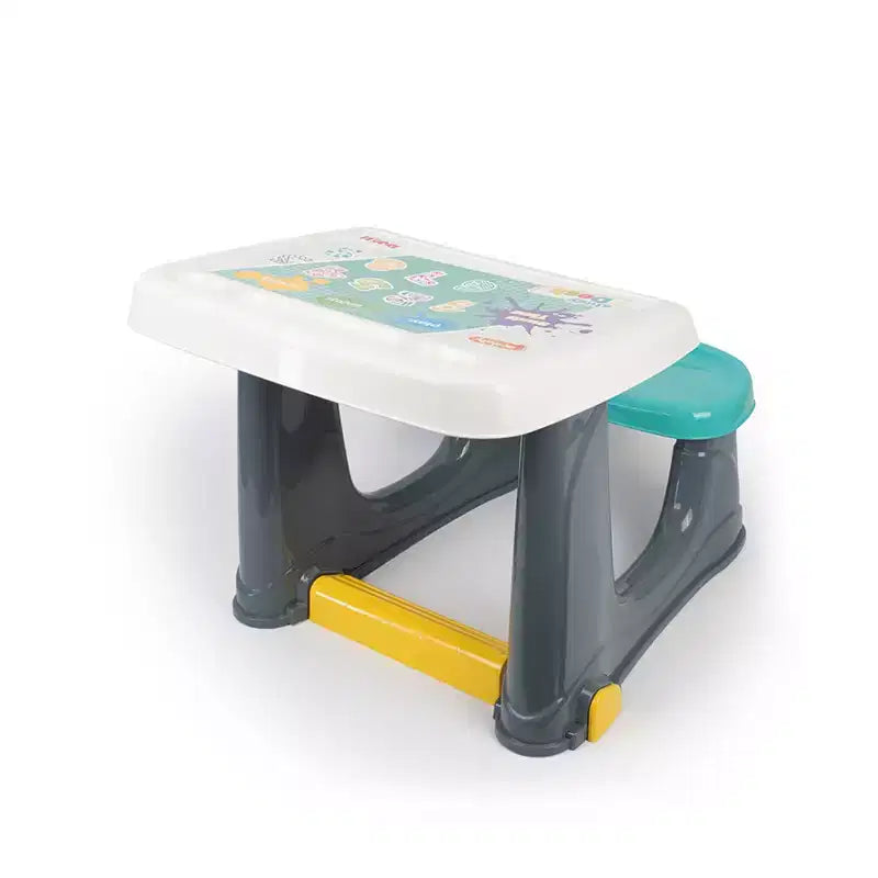 Dolu Scrivania per bambini, Tavolo attività per bambini, sedia e poggiapiedi, Multicolore