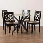 Set da pranzo Baxton Studio Jana 5 pezzi moderno in tessuto color sabbia e legno marrone espresso