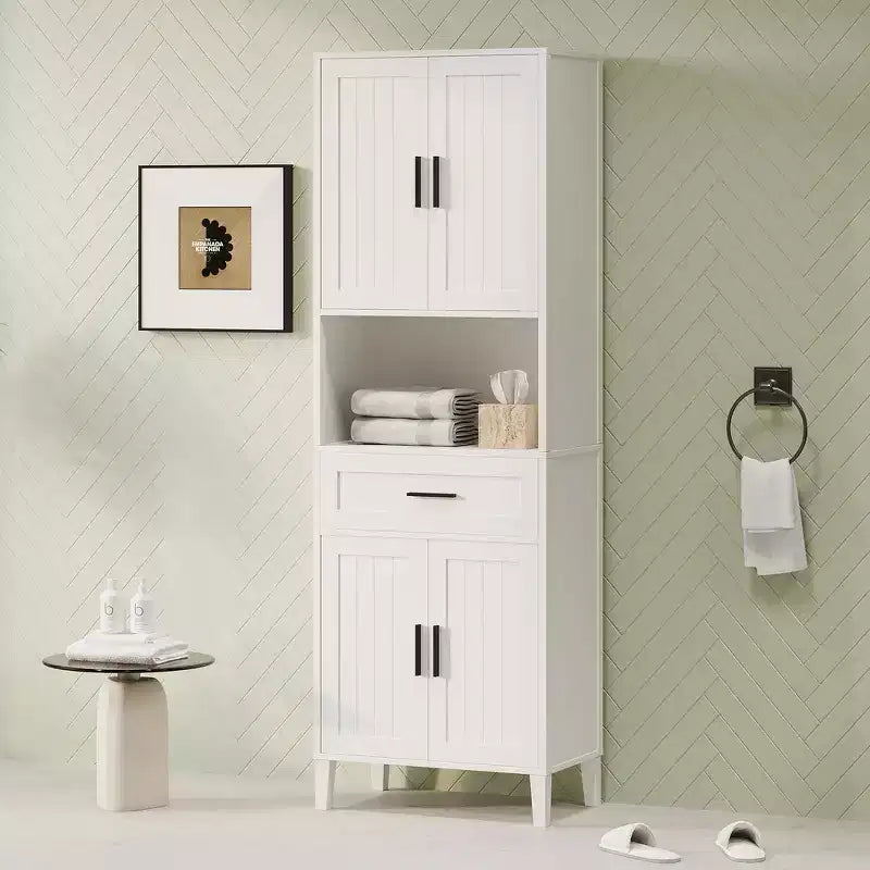 Mobile da bagno alto Whisen 70.9 multifunzione, resistente all'acqua, con ripiani regolabili e ante a chiusura ammortizzata