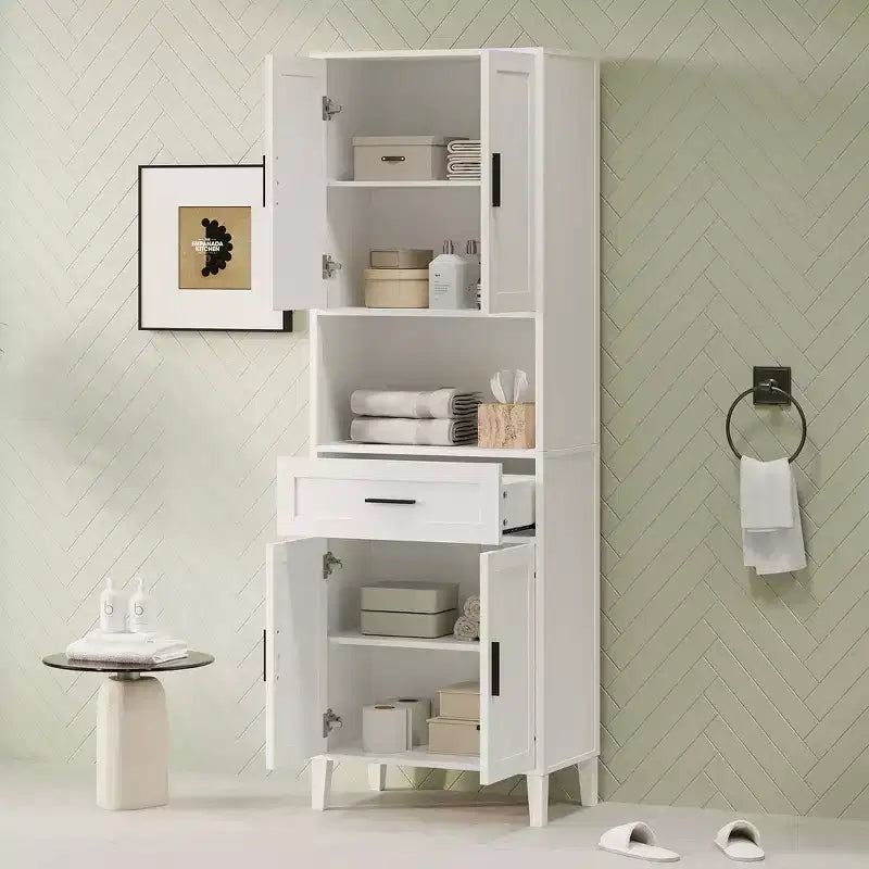 Mobile da bagno alto Whisen 70.9 multifunzione, resistente all'acqua, con ripiani regolabili e ante a chiusura ammortizzata