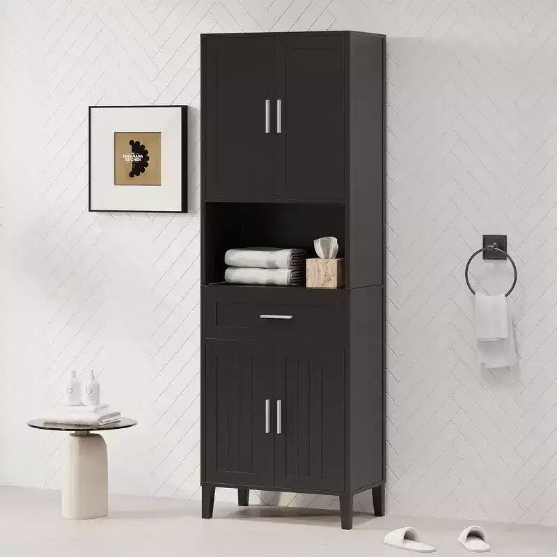 Mobile da bagno alto Whisen 70.9 multifunzione, resistente all'acqua, con ripiani regolabili e ante a chiusura ammortizzata