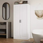 Mobiletto da bagno Famapy moderno minimalista a doppia anta con contenitore girevole, organizzatore per il trucco per bagno e spogliatoio