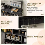 Moderno Mobile Bar Nero con Portabottiglie, Ripiani Regolabili e Portacalici - Organizer per Cucina, Sala da Pranzo, Caffetteria