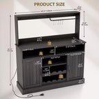 Moderno Mobile Bar Nero con Portabottiglie, Ripiani Regolabili e Portacalici - Organizer per Cucina, Sala da Pranzo, Caffetteria