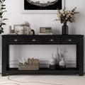 Kinsuite 60 Inch Console Tables for Entryway - Accent Table with 4 Drawers Rustic, Black