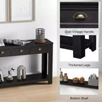 Kinsuite Consolle da Ingresso da 152 cm - Tavolo d'Appoggio con 4 Cassetti Rustico, Nero