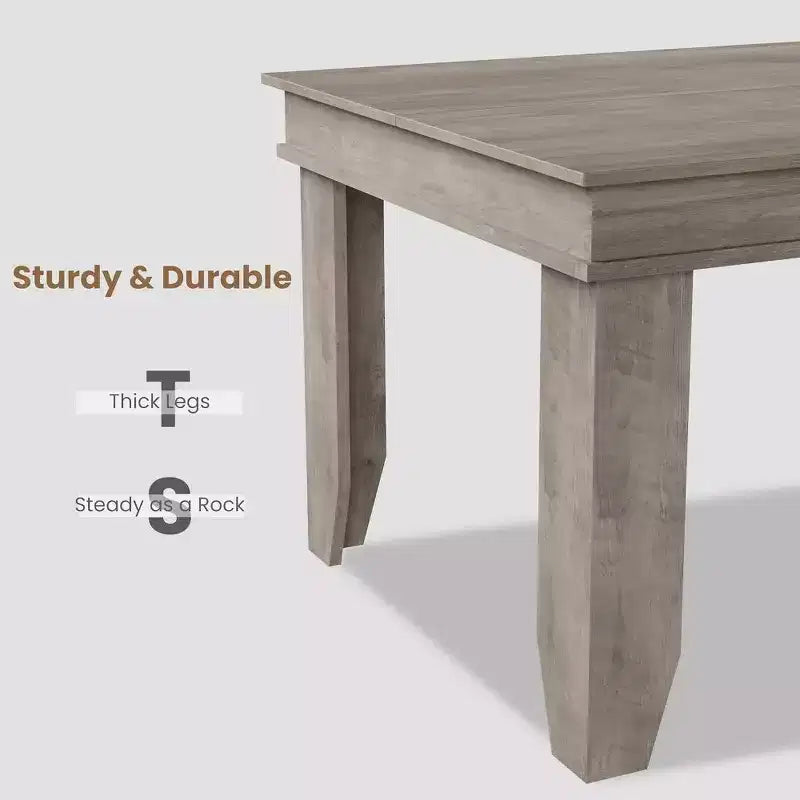 Tavolo da pranzo per 6-8 persone, tavolo da pranzo rettangolare in stile rustico da 180 cm, tavolo da pranzo rustico in legno per soggiorno, ristorante