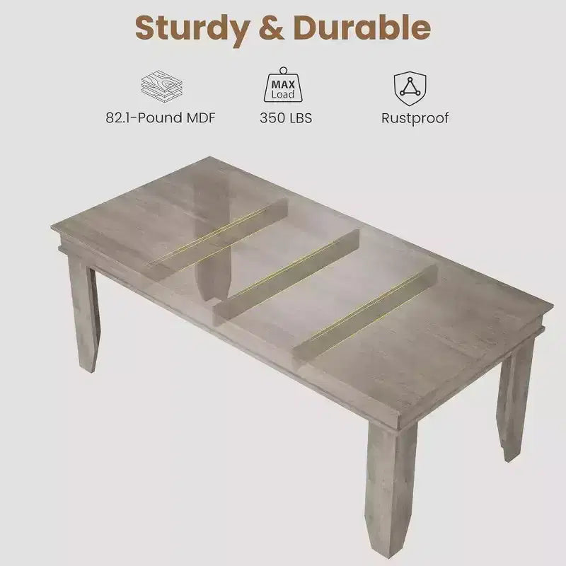 Tavolo da pranzo per 6-8 persone, tavolo da pranzo rettangolare in stile rustico da 180 cm, tavolo da pranzo rustico in legno per soggiorno, ristorante