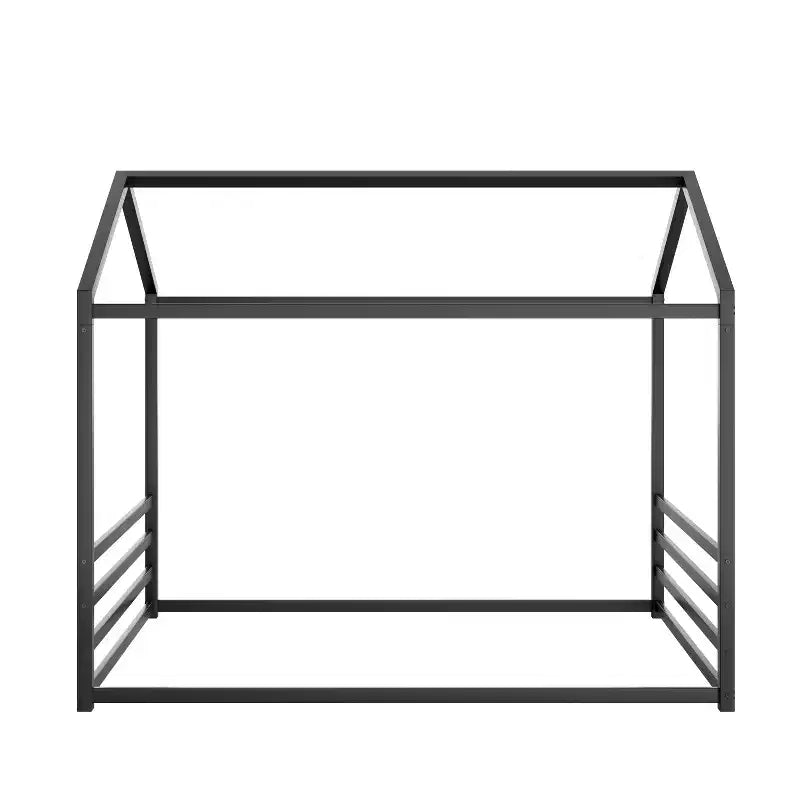 Struttura Letto a Terra Montessori Doppia/Matrimoniale, Letto Basso a Forma di Casetta in Metallo con Sponde per Bambini Piccoli - ModernLuxe