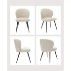 Set di 2 sedie da pranzo con pelle PU e gambe in acciaio, sedie laterali senza braccioli con schienale alto curvo per cucina e sala da pranzo, beige