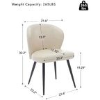 Set di 2 sedie da pranzo con pelle PU e gambe in acciaio, sedie laterali senza braccioli con schienale alto curvo per cucina e sala da pranzo, beige