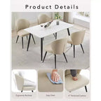 Set di 2 sedie da pranzo con pelle PU e gambe in acciaio, sedie laterali senza braccioli con schienale alto curvo per cucina e sala da pranzo, beige