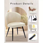 Set di 2 sedie da pranzo con pelle PU e gambe in acciaio, sedie laterali senza braccioli con schienale alto curvo per cucina e sala da pranzo, beige
