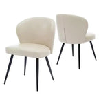 Set di 2 sedie da pranzo con pelle PU e gambe in acciaio, sedie laterali senza braccioli con schienale alto curvo per cucina e sala da pranzo, beige