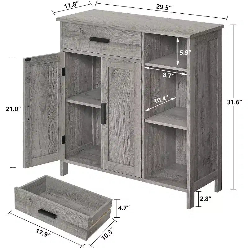 Dcolora Mobile Bagno, Mobiletto Contenitore da Terra con Ante e Ripiani, Mobile Bar con Cassetto