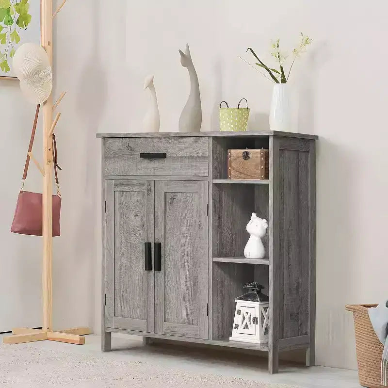 Dcolora Mobile Bagno, Mobiletto Contenitore da Terra con Ante e Ripiani, Mobile Bar con Cassetto
