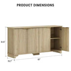 Credenza Coolmee con 4 ante a righe, Mobile da Cucina con Ripiani Regolabili, Mobile Bar per Casa, Sala da Pranzo