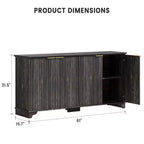 Credenza Coolmee con 4 ante a righe, Mobile da Cucina con Ripiani Regolabili, Mobile Bar per Casa, Sala da Pranzo