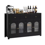Coolmee Credenza a buffet con cassetti, credenza a buffet grande da 55 pollici con 3 cassetti e 4 ante, tavolino buffet da bar in legno