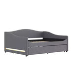 Bellemave Letto a Giorno Imbottito Full Size con Letto Estraibile, Struttura Letto a Giorno Full in Pile Teddy, per Camera da Letto, Soggiorno, Grigio