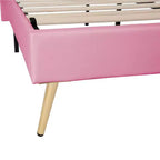 Testiera Bellemave a corona per letto a una piazza e mezza per bambine, letto imbottito a una piazza e mezza con luci a LED per bambini, rosa